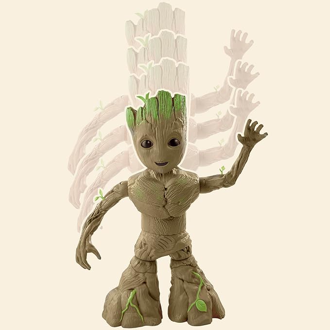 Marvel Studios I Am Groot Groove 'N Grow Groot, 13.5-Inch Interactive Action Figure, Responds to Music and Sounds, Super Hero Toys for Kids 4 and Up - Figurio