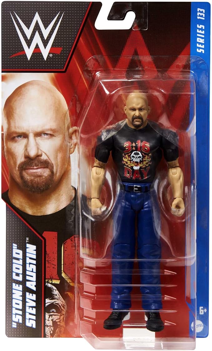 Mattel WWE Basic Action Figure, Stone Cold Steve Austin, Posable 6-inch Collectible for Ages 6 Years Old & Up - Figurio