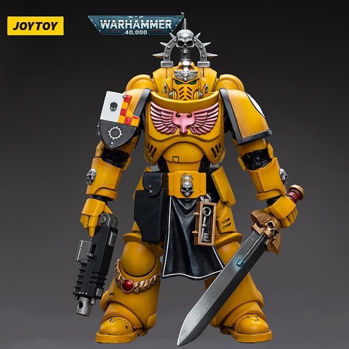 JOYTOY 1/18 Warhammer 40,000 Action Figure Imperial Fists Lieutenant with Power Sword Collection Model (4 inch) - Figurio