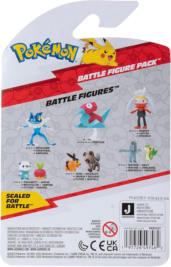 Pokémon Battle Figure First Partner 2 Pack - 2-Inch Quaxly and Pikachu Battle Figures with Authentic Details - Figurio