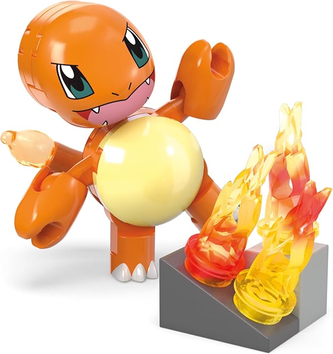 Mega Pokémon Building Toys Set Charmander’s Fire-Type Spin with 81 Pieces, 1 Poseable Character and Motion, for Kids - Figurio