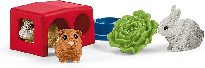 Schleich Farm World 14-piece Rabbit and Guinea Pig Hutch Toy Set with Animal Figures for Kids Ages 3-8, 5.7 x 19 x 11.5 cm - Figurio