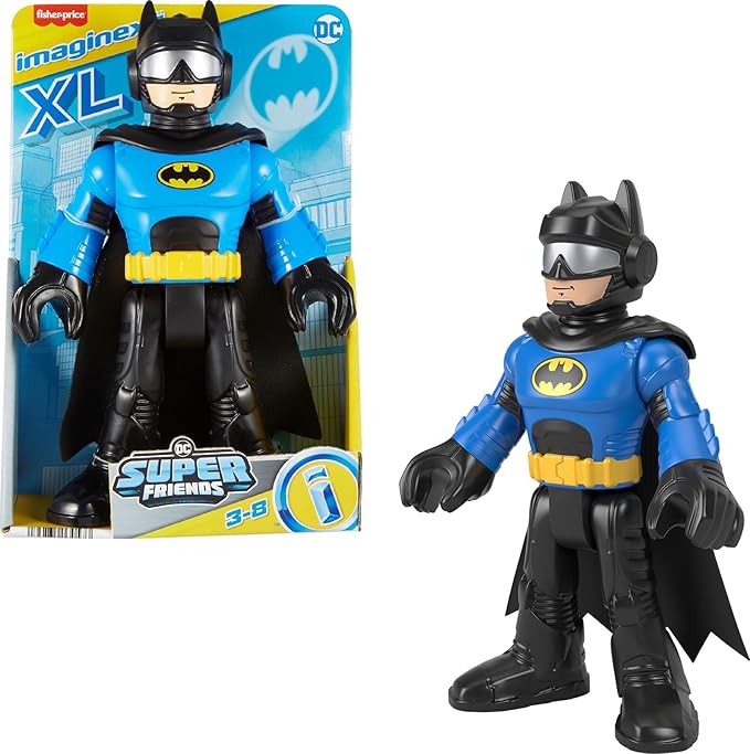 Fisher-Price Imaginext DC Super Friends Preschool Toy Batman XL 10-Inch Poseable Figure, Biker Blue, for Pretend Play Kids Ages 3+ Years - Figurio