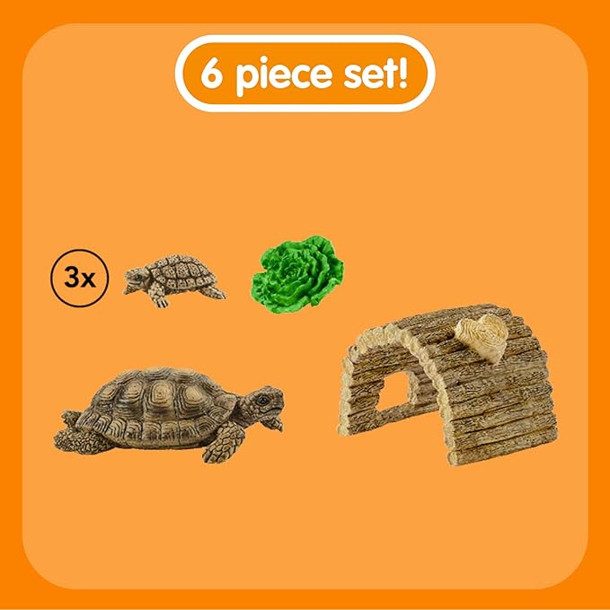 Schleich Wild Life 6-Piece Tortoise Toy Figure with Hatchlings and Turtle Home Playset for Kids Ages 3-8 (42506n) - Figurio