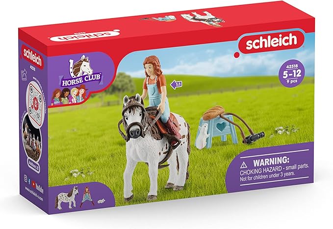 Schleich Horse Club, 9-Piece Playset, Horse Toys for Girls and Boys 5-12 years old Mia and Spotty Multi, 15cm/5.9in - Figurio