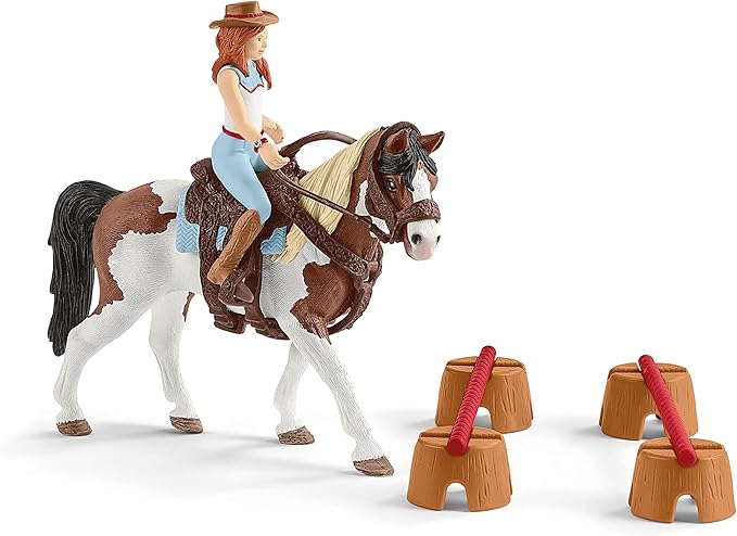 Schleich Horse Club, Horse Toys for Girls and Boys, Hannah's Western Riding Horse Set with Rider and Horse Toy, 12 pieces, Ages 5+ - Figurio