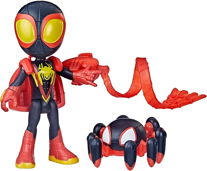 Spidey and His Amazing Friends Web-Spinners Miles Morales Spider-Man 4-Inch Figure with Accessories, Web-Spinning Accessory, Marvel Toys for Kids, Small - Figurio