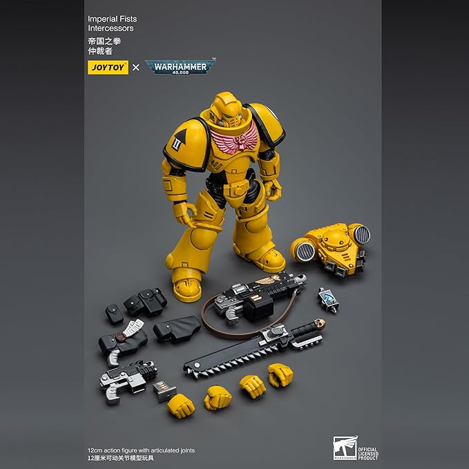 JOYTOY 1/18 Action Figure Warhammer 40,000 Imperial Fists Intercessors Ver.3 4.8inch Movable Model Collectible Figurine - Figurio