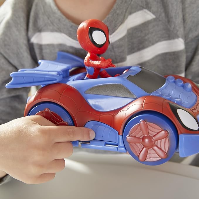 Spidey and His Amazing Friends Marvel Change 'N Go Web-Crawler and Spidey Action Figure, 2-in-1 Vehicle, 4-Inch , for Kids Ages 3 and Up - Figurio