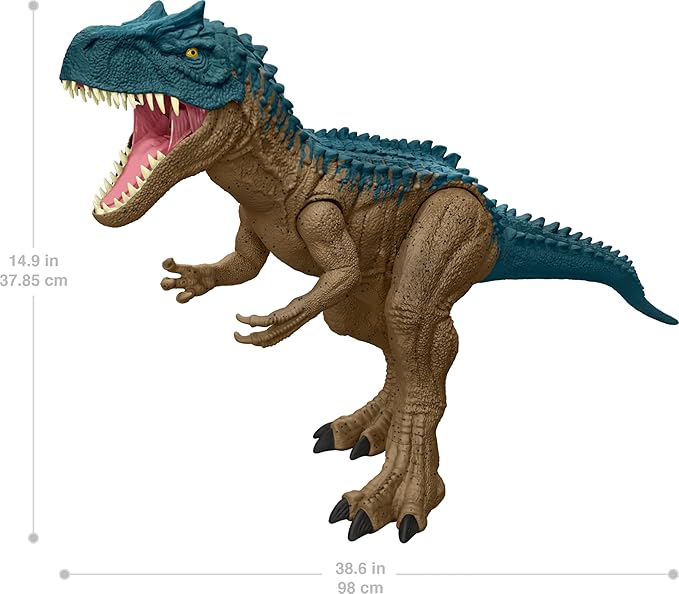 Mattel Jurassic World Super Colossal Allosaurus Action Figure, Extra Large Dinosaur Can Swallow 20 Mini Figures, 38-inch Long XL Action Play Toy - Figurio