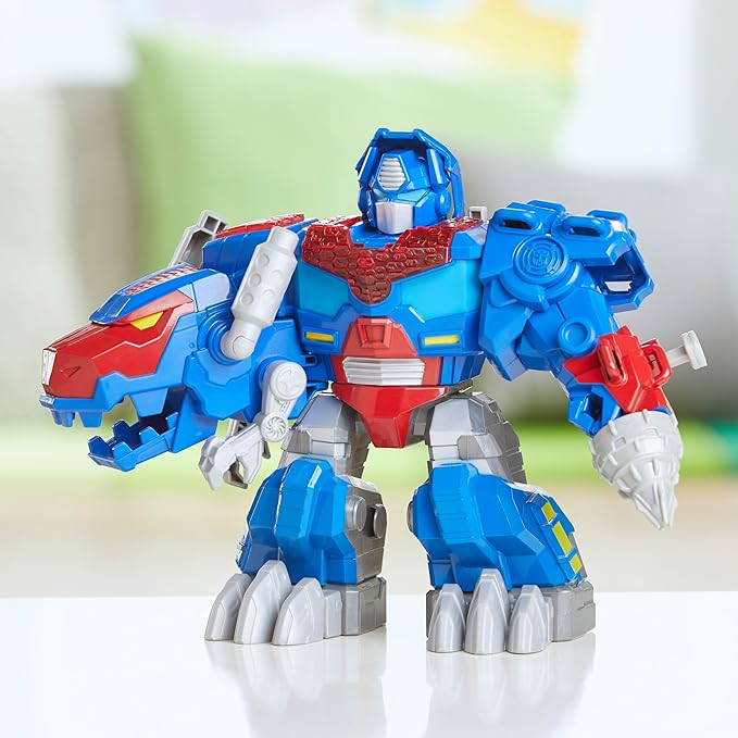 Transformers Dinobot Adventures Optimus Prime T-Rex Converting Toy with Lights and Sounds, 9+ Inch Action Figure, Ages 3 and Up - Figurio