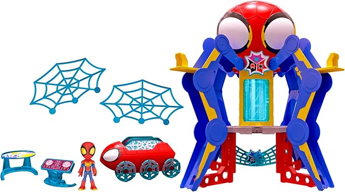 Spidey and His Amazing Friends Web-Spinners Web-Quarters, Kids Playset with Action Figure, Vehicle, and Accessories, Marvel Super Hero Toys, Ages 3 and Up, Large - Figurio