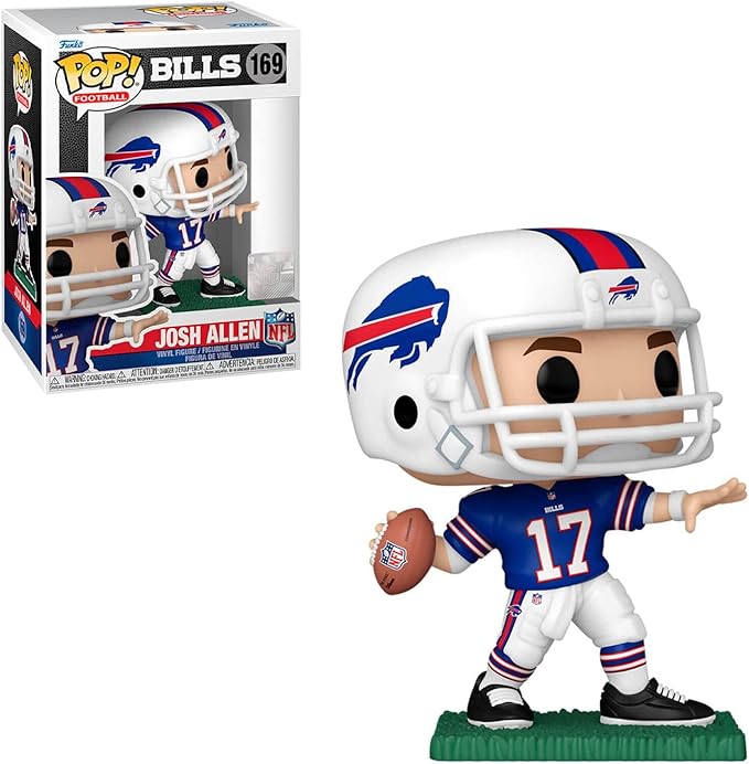 POP Football: Bills - Josh Allen (Away Jersey) Funko Vinyl Figure (Bundled with Compatible Box Protector Case), Multicolor, 3.75 inches - Figurio