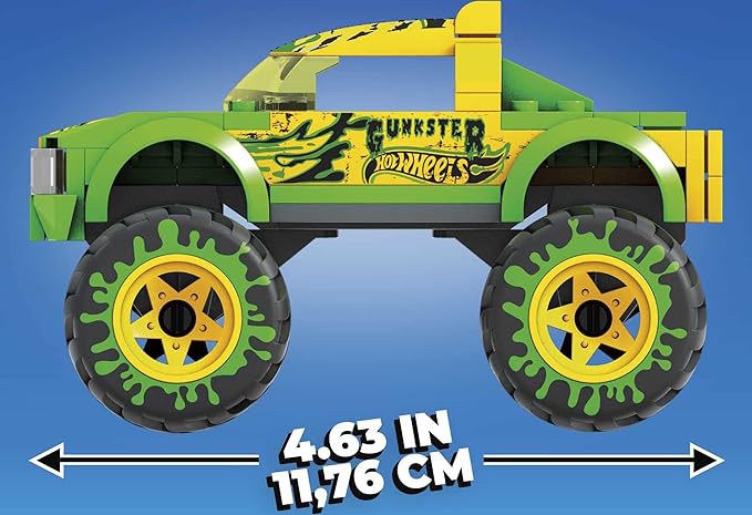 MEGA Hot Wheels Gunkster Monster Truck Building Set Toy Car with Micro Figure Driver, 69 Pieces, Gift Set for Boys and Girls Ages 5 and Up - Figurio