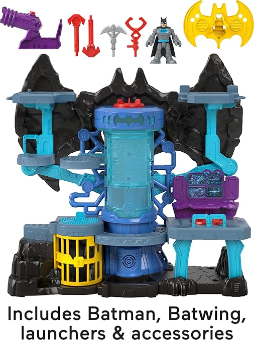 Fisher-Price Imaginext DC Super Friends Batman Toy Bat-Tech Batcave Playset with Lights & Sounds for Pretend Play Kids Ages 3+ Years - Figurio