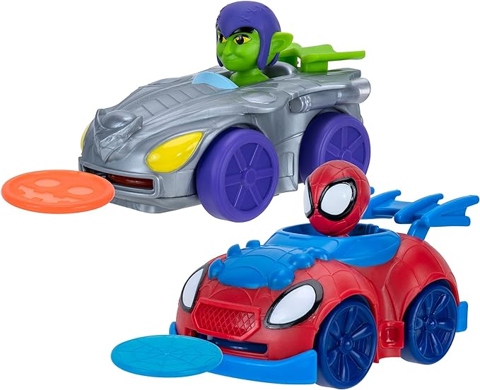 Marvel Spidey and his Amazing Friends Little Vehicle 2-Pack - 5” Disc Dashers Featuring Spidey Vs Green Goblin - Amazon Exclusive - Figurio