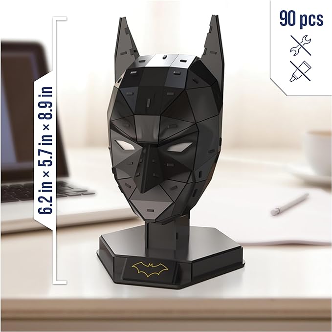 DC Batman 3D Puzzle Model Kit with Stand 90 Pcs, Batman Toys Desk Decor, Building Toys, 3D Puzzles for Adults & Teens Ages 12+ - Figurio