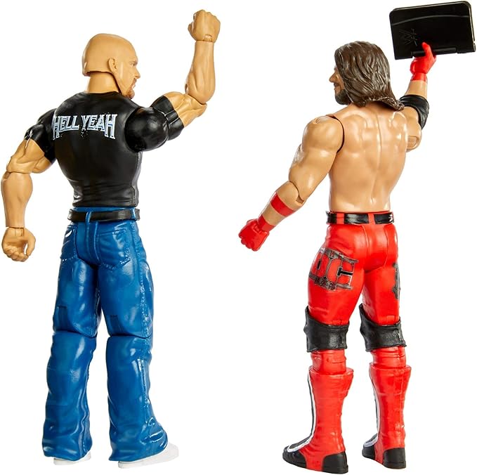 WWE MATTEL Stone Cold Steve Auston vs AJ Styles Battle Pack Series #67 with Two 6-inch Articulated Action Figures & Ring Gear - Figurio