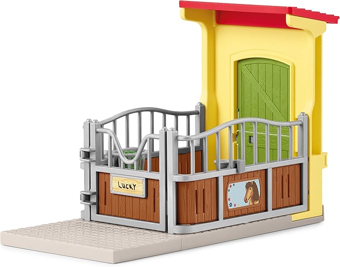 Schleich Farm World, Horse Toys for Girls and Boys, Horse Stall Set with Iceland Pony Stallion Toy Figure - Figurio