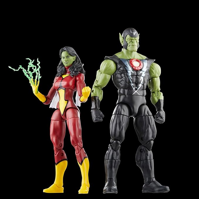 Marvel Legends Series Skrull Queen and Super-Skrull, Avengers 60th Anniversary Collectible 6 Inch Action Figures, 9 Accessories - Figurio