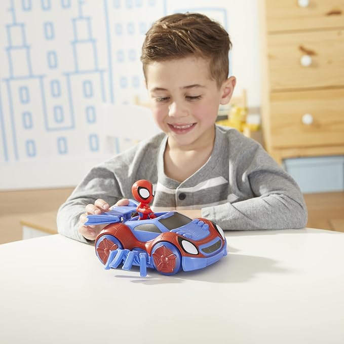 Spidey and His Amazing Friends Marvel Change 'N Go Web-Crawler and Spidey Action Figure, 2-in-1 Vehicle, 4-Inch , for Kids Ages 3 and Up - Figurio