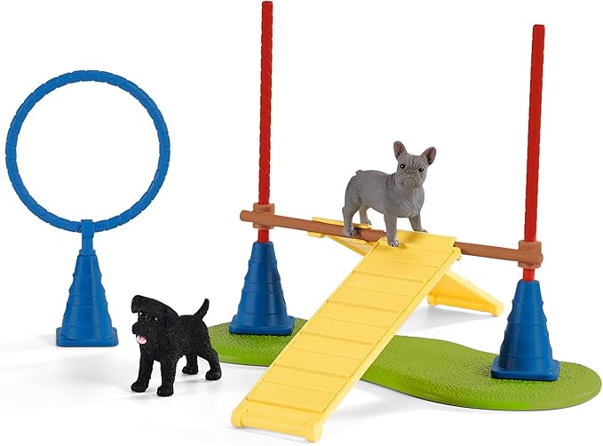 Schleich Farm World, Farm Toys for Girls and Boys Ages 3-8, 14-Piece Playset, Puppy Agility Training at The Dog Park - Figurio