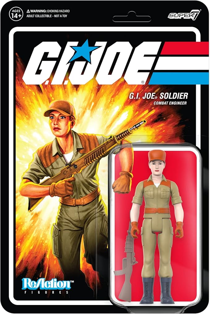 Super7 G.I. Joe Female Combat Engineer Short Hair (Pink) 3.75 in ReAction Figure Classic Collectibles and Retro Toys - Figurio