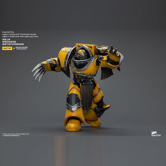 JOYTOY 1/18 Action Figure Warhammer 40,000 Imperial Fists Legion Cataphractii Terminator Squad Legion Cataphractii with Lightning Claws 5''Tall Movable Model Collectible Figurine - Figurio