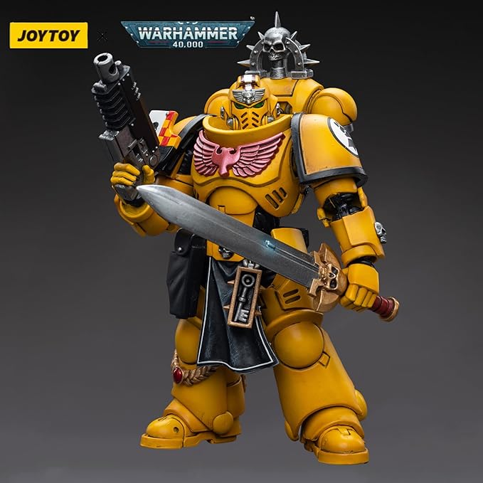 JOYTOY 1/18 Warhammer 40,000 Action Figure Imperial Fists Lieutenant with Power Sword Collection Model (4 inch) - Figurio