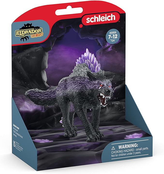 Schleich Eldrador Creatures Mythical Shadow Wolf Action Figure - Featuring Purple Coat and Translucent Back Crystals, Durable Toy for Boys and Girls, Gift for Kids Age 7+ - Figurio