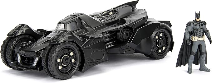 Jada Toys DC Comics Batman 2015 Arkham Knight Batmobile & Batman Metals Die-cast collectible toy vehicle with figure, Black, 1:24 Scale - Figurio