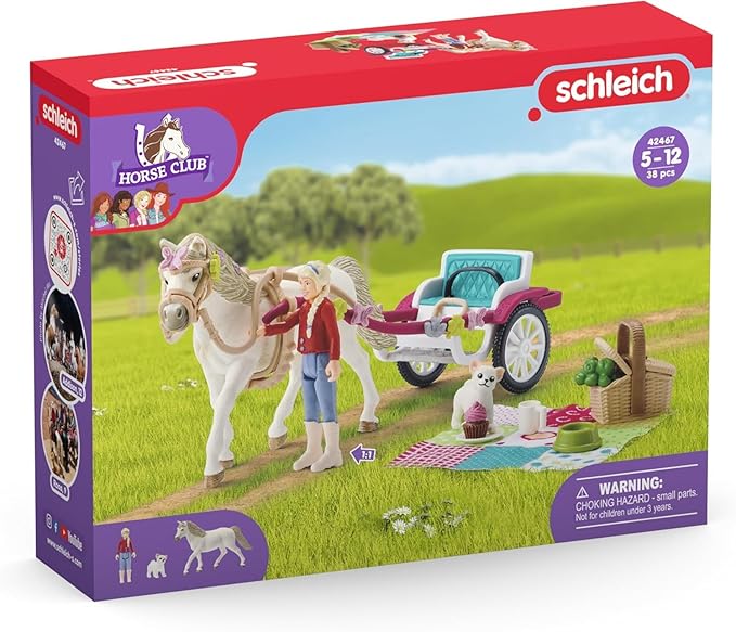 Schleich Horse Club, Horse Toys for Girls and Boys, Carriage Ride with Picnic Horse Set with Horse Toy, 32 Pieces - Figurio