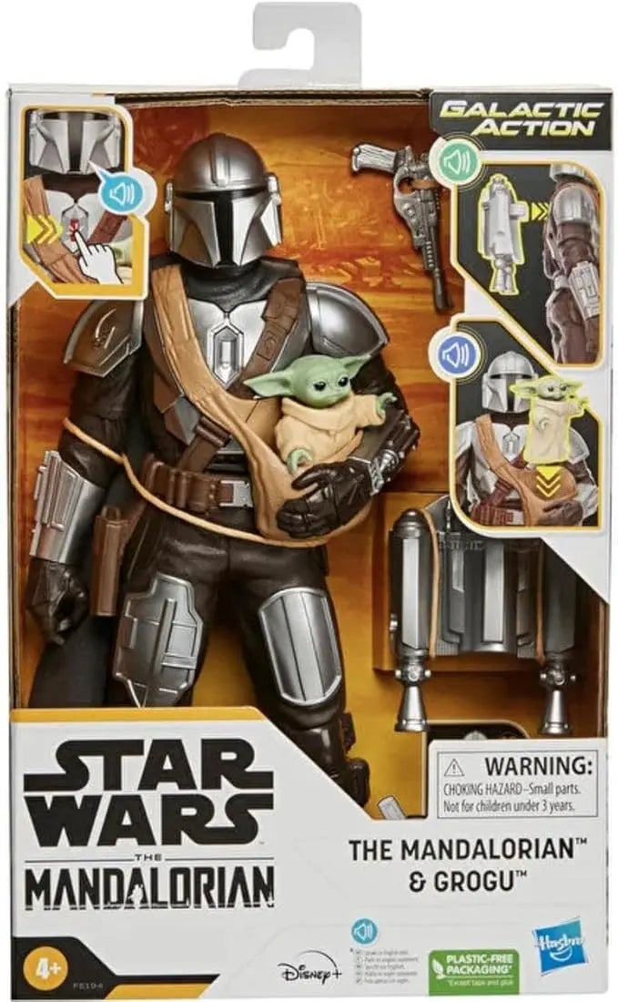 STAR WARS Galactic Action The Mandalorian & Grogu Interactive Electronic 12-Inch-Scale Action Figures, Toys for Kids Ages 4 and Up - Figurio