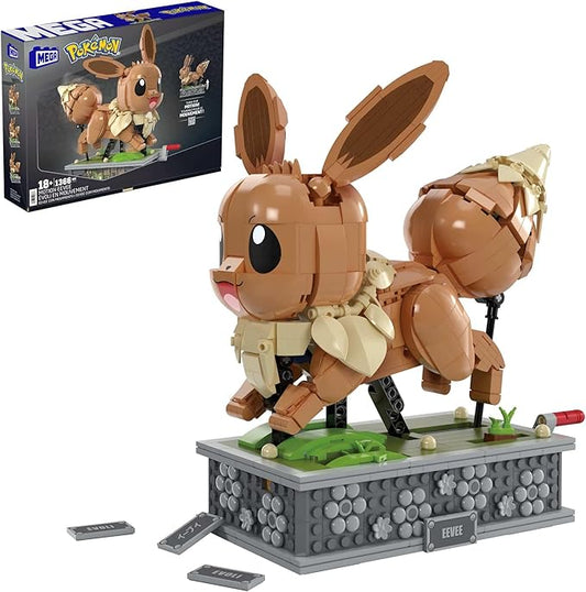 Mega Pokémon Action Figure Building Set, Motion Eevee with 1366 Pieces, Turn Crank for Running Movement, Build & Display Toy for Collectors - Figurio