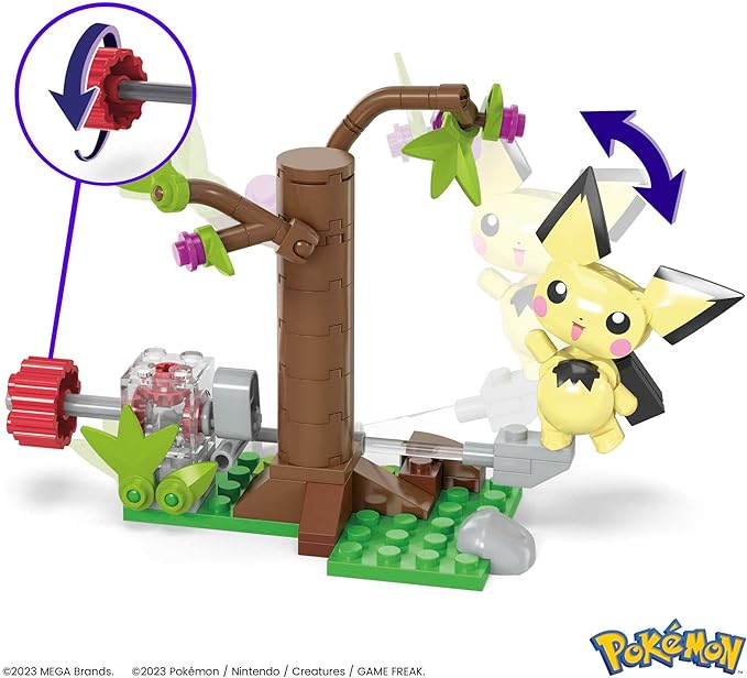 MEGA Pokémon Action Figure Building Toys Set, Pichu's Forest Forage with 84 Pieces, Motion and 1 Poseable and Buildable Character - Figurio