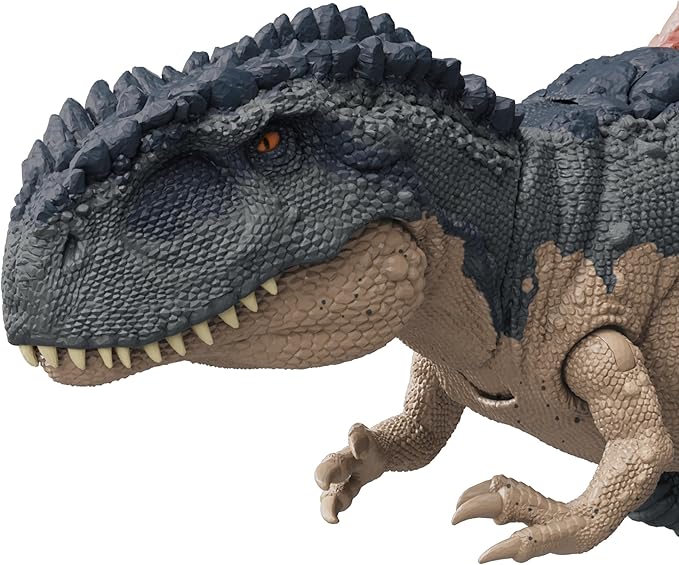 Mattel Jurassic World Gigantic Trackers Mapusaurus Action Figure Dinosaur Toy, Mega Bite Rampage Attack & Evolution Back Spikes, Digital Play - Figurio