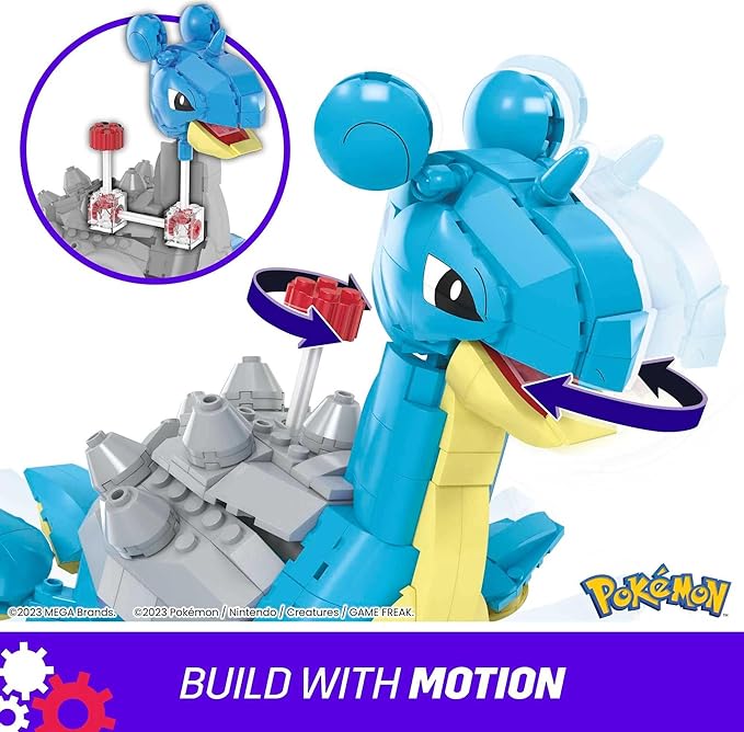 MEGA Pokémon Building Toys Set Lapras with 527 Pieces, Articulated and Poseable with Motion, 6 Inches Tall, for Kids - Figurio