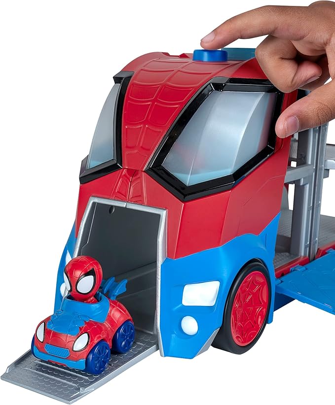 Marvel Spidey and his Amazing Friends Web Transporter Feature Vehicle, Lights & Sounds - Includes 3 Amazing Mini Vehicles, Unisex - Figurio