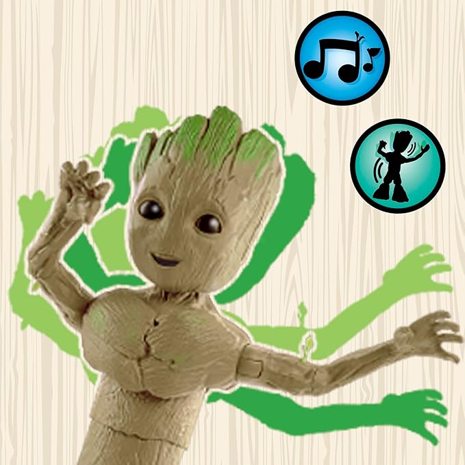 Marvel Studios I Am Groot Groove 'N Grow Groot, 13.5-Inch Interactive Action Figure, Responds to Music and Sounds, Super Hero Toys for Kids 4 and Up - Figurio