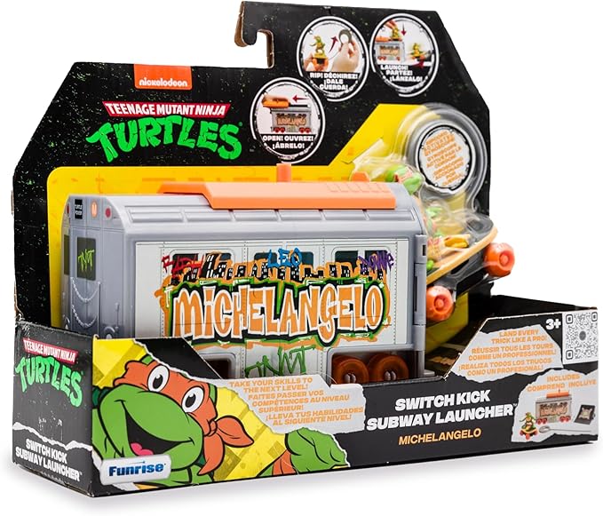 Teenage Mutant Ninja Turtles 5" Switch Kick Subway Launcher Michelangelo Ages 3+ Shredding Action Figure - Figurio