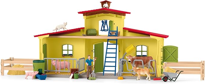 Schleich Farm World Giant 123-Piece Playset Pack with Farmhouse, Chicken Coop, Horse Stall, Farm Toys for Toddlers Ages 3+ - Figurio