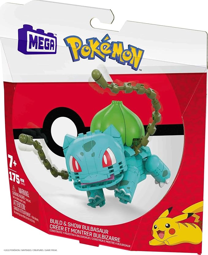 Mega Pokémon Building Toys Set Build & Show Bulbasaur with 175 Pieces, Articulated and Poseable, 4 Inches Tall, for Kids - Figurio