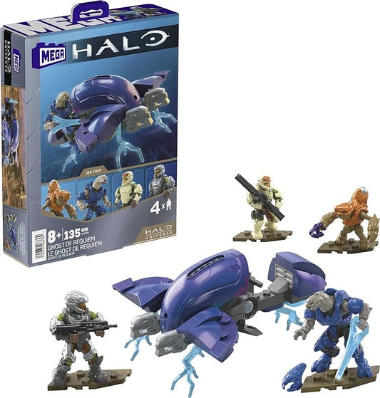 MEGA Halo Toy Building Sets, Ghost of Requiem with 135 Pieces, 4 Micro Action Figures and Accessories, for Collectors - Figurio