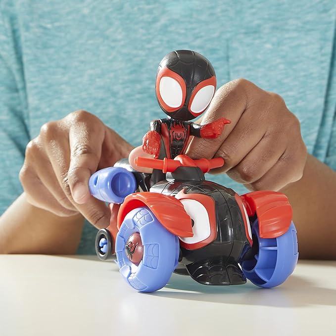 Spidey and His Amazing Friends Marvel Miles Morales: Spider-Man Action Figure and Techno-Racer Vehicle, for Kids Ages 3 and Up - Figurio