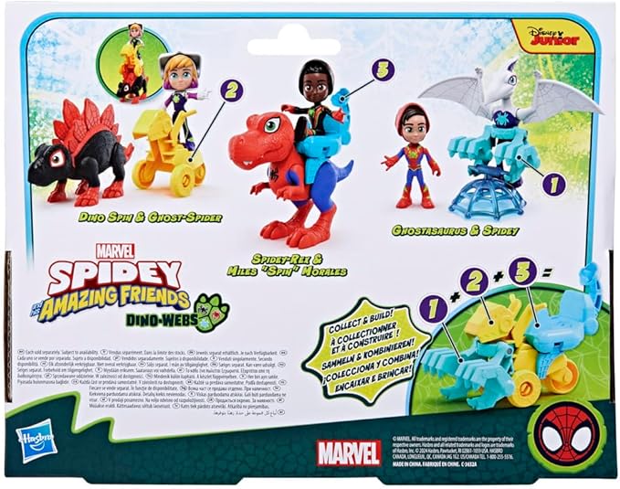 Spidey and his Amazing Friends Marvel Dino-Webs Spidey-Rex & Miles “Spin” Morales 4-inch-Scale Spider-Man Action Figure Set, Toys for Kids - Figurio