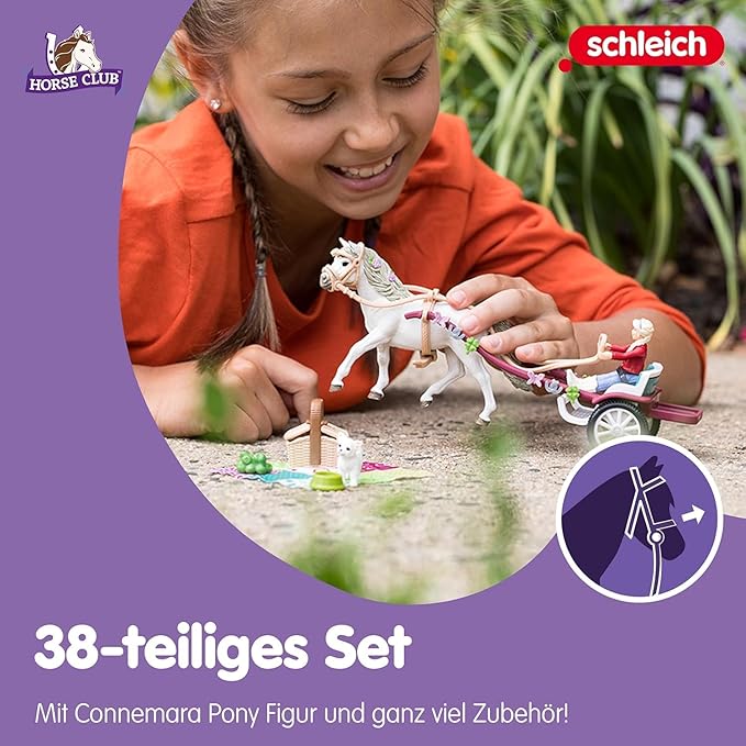 Schleich Horse Club, Horse Toys for Girls and Boys, Carriage Ride with Picnic Horse Set with Horse Toy, 32 Pieces - Figurio