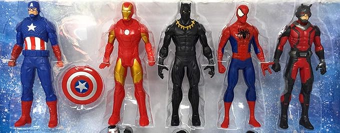 Marvel Avengers Action Figures - Iron Man, Hulk, Black Panther, Captain America, Spider Man, Ant Man, War Machine & Falcon! (8) - Figurio