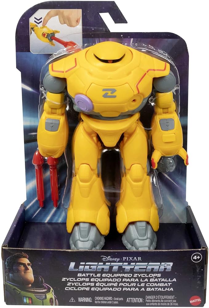 Mattel Disney and Pixar Lightyear Action Figure & Accessories, Battle Equipped Zyclops Robot Toy with Projectiles, Blasting & Eject Action - Figurio