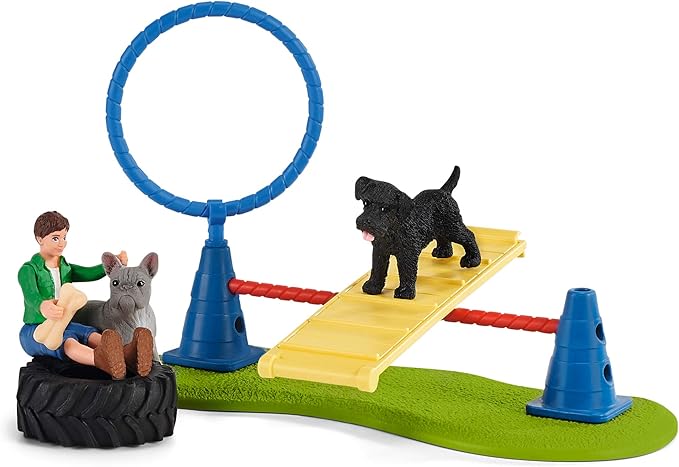 Schleich Farm World, Farm Toys for Girls and Boys Ages 3-8, 14-Piece Playset, Puppy Agility Training at The Dog Park - Figurio