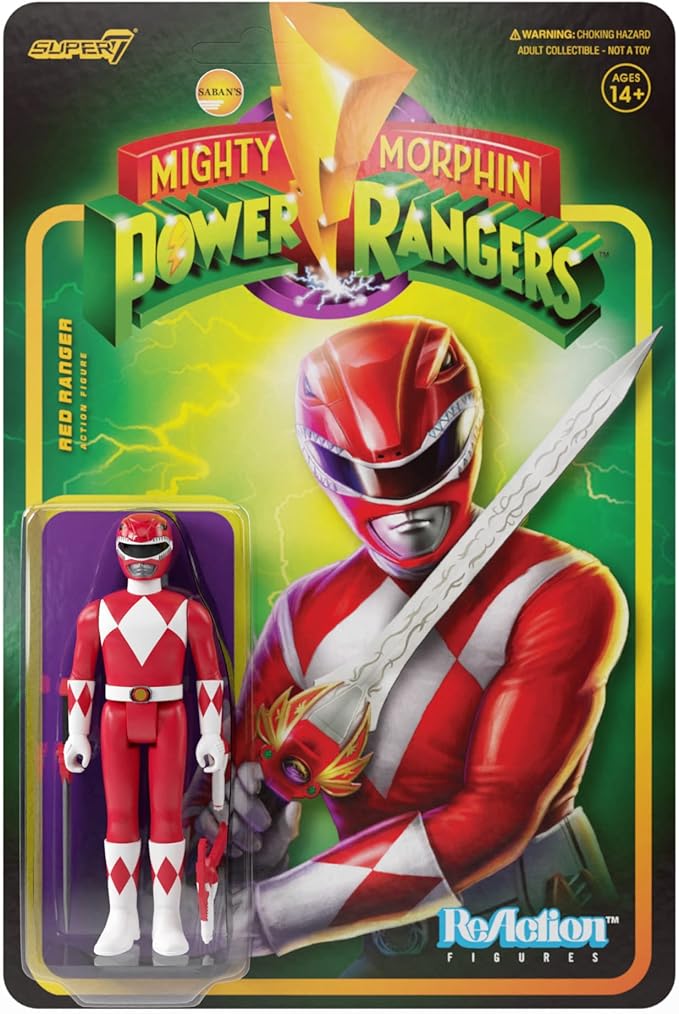 Super7 Mighty Morphin Power Rangers Red Ranger - 3.75" Power Rangers Action Figure with Accessories Classic TV Show Collectibles and Retro Toys - Figurio